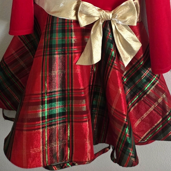 CHRISTMAS DRESS girl ,BonniJean,holiday,Size8,red,green,gold, dress,mindco, - Picture 5 of 6